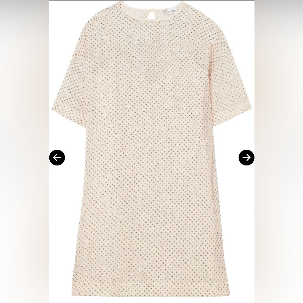 RED VALENTINO Glittered Polka-Dot Silk-Chiffon Mini Dress - Picture 6 of 17
